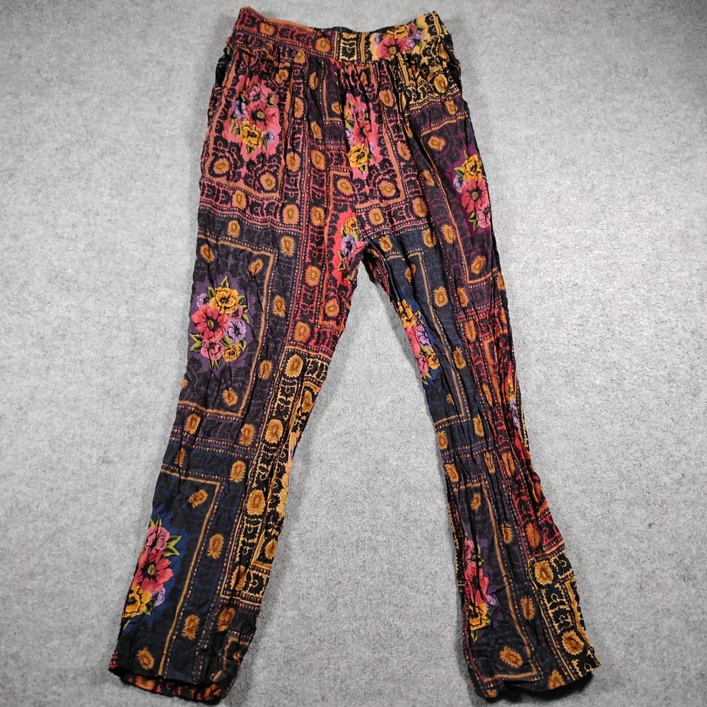 FARM Rio Women's Size M Multicolor Floral Medallion Viscose Smocked Waist Pants